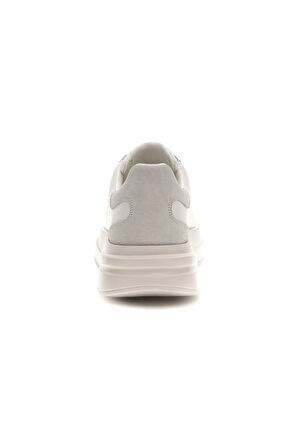 Erkek Elban Deri Kalın Tabanlı Sneaker - Beyaz  | 44