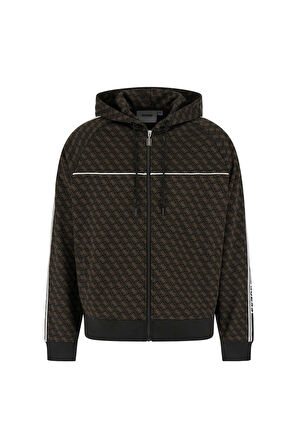 Erkek Parimo Monogram Desenli Kapüşonlu Aktif Sweatshirt - Çok Renkli | M