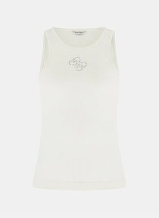 Guess Beyaz Kadın Slim Fit Fitilli T-Shirt W6RP39KD092-G011