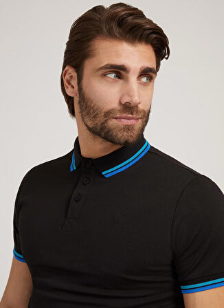 Guess Polo Yaka Düz Siyah Erkek T-Shirt M2GP34KARS0_ES SS SPORTS PIQUE T -