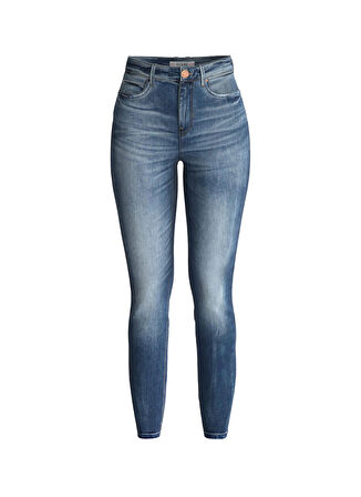 Guess Yüksek Bel Dar Paça Skinny Fit Lacivert Kadın Denim Pantolon W2YA46D4Q02CMD1