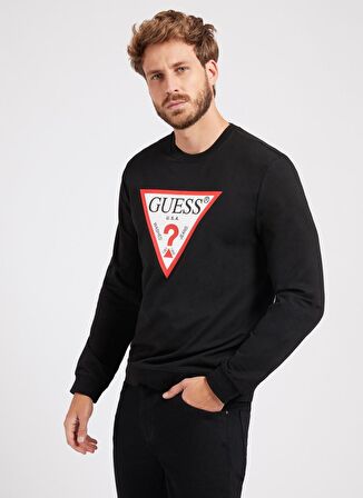 Guess Bisiklet Yaka Siyah Erkek Sweatshırt M2YQ37K6ZS1JBLKAUDLEY CN FLEECE