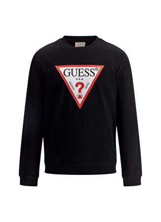 Guess Bisiklet Yaka Siyah Erkek Sweatshırt M2YQ37K6ZS1JBLKAUDLEY CN FLEECE