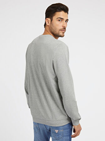 Üçgen Logolu Erkek Sweatshirt-Gri Melanj | S