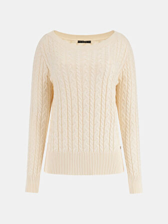 Halat Örgü Kadın Kazak-Ekru | S