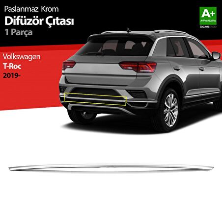 S-Dizayn VW T-Roc Krom Difüzör Çıtası Orta Parça 2019 Üzeri