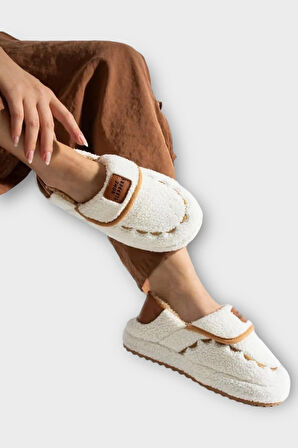 Pofuduk Ses Yapmaz Eva Taban Kadın Panduf BEYAZ