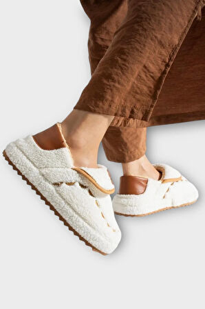 Pofuduk Ses Yapmaz Eva Taban Kadın Panduf BEYAZ