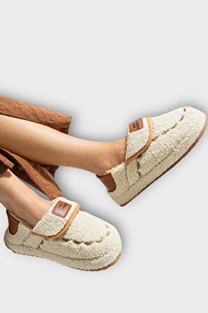 Pofuduk Ses Yapmaz Eva Taban Kadın Panduf KREM