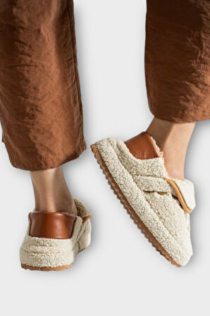 Pofuduk Ses Yapmaz Eva Taban Kadın Panduf KREM