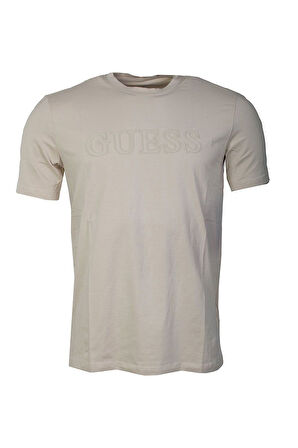 Erkek Guess SS ALPHY Yazılı T-Shirt - Bej | S