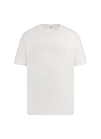 Guess Krem Erkek Bisiklet Yaka T-Shirt Z2YI11J1314SCFY-SS ALPHY