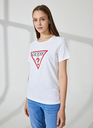 Guess Bisiklet Yaka Beyaz Kadın T-Shirt W1YI1BI3Z14G011