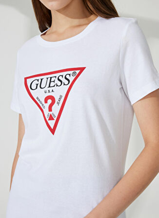 Guess Bisiklet Yaka Beyaz Kadın T-Shirt W1YI1BI3Z14G011