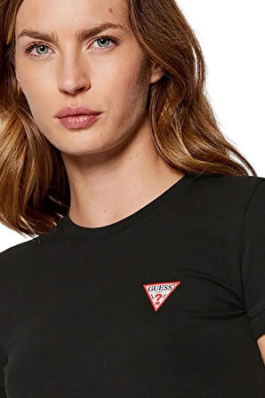 Kadın Guess Üçgen Logolu T-Shirt / Siyah  | XL