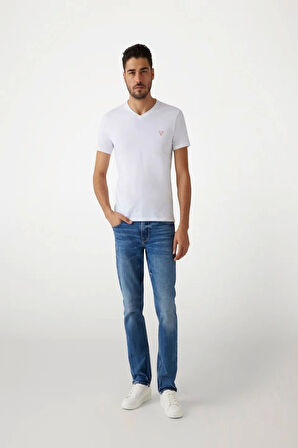 Guees Erkek Beyaz Slim Fit T-Shirt