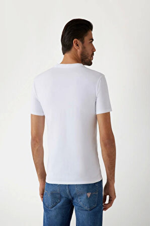 Guees Erkek Beyaz Slim Fit T-Shirt