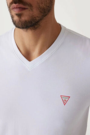Guees Erkek Beyaz Slim Fit T-Shirt