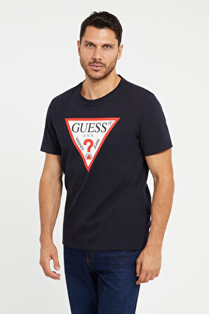Erkek Üçgen Logolu T-shirt-Lacivert | XXL