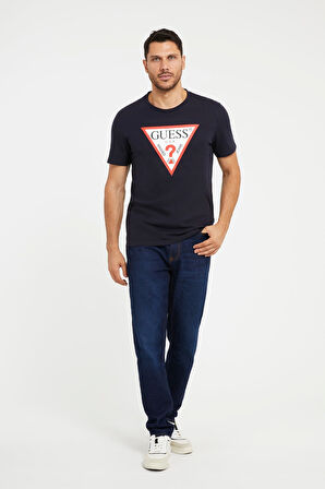Erkek Üçgen Logolu T-shirt-Lacivert | XXL