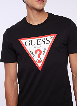 Guess Bisiklet Yaka Baskılı Siyah Erkek T-Shirt CN SS ORIGINAL LOGO - MID ORGANIC S