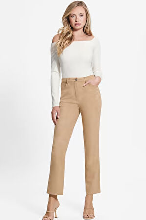 Kadın Saten Pantolon - Camel | S