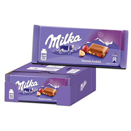 Milka Tablet Üzüm Fındıklı Çikolata 80 Gr