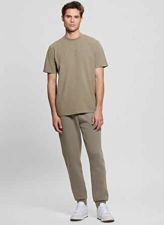 Guess Bisiklet Yaka Düz Haki Erkek T-Shirt Z2YI11J1314-G9D5 Alphy Erkek Aktif