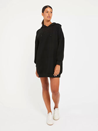 Guess Kadın Gofre Logolu Sweatshirt Elbise