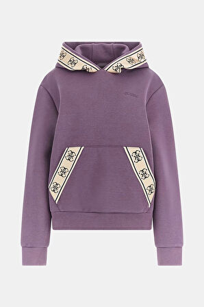 Guess Şerit Logolu Sweatshirt Mor