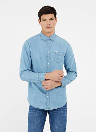 Guess Normal Mavi Erkek Denim Gömlek M4RH44D14LHTHNA_RONNIE L/S SHIRT -