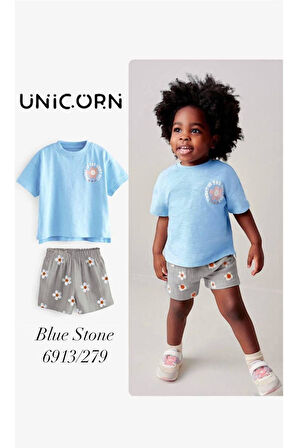 Laciel Paris Çiçek Baskılı T-shirt ve Müslin Şort Alt Üst Takım