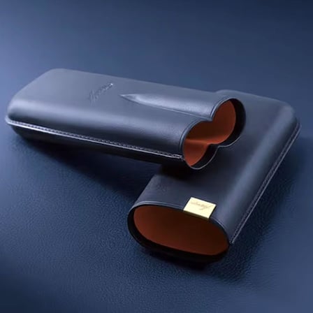Davidoff Iconic Seri Deri Puro Kılıfı Lacivert Gold 2li 64 Ring