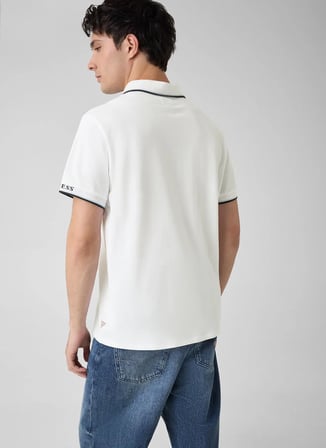 Guess Beyaz Erkek Polo T-Shirt M6YP28K4475-G011 Pique Polo T-Shirt