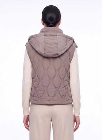 Guess Gri Kadın Kapüşonlu Kapitone Şişme Yelek W6YL13W2883-F1AX