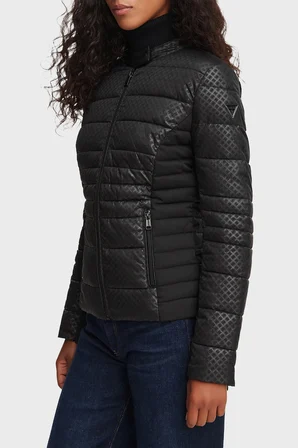 Guess New Vona Regular Fit Dik Yaka Şişme Mont W6YL16W2891 Kadın MONT W6YL16 W2891 JBLK SİYAH