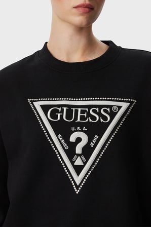 Guess Cn Triangle Glitter Sweat W6YQ14K4352 Kadın SWEAT W6YQ14 K4352 JBLK SİYAH