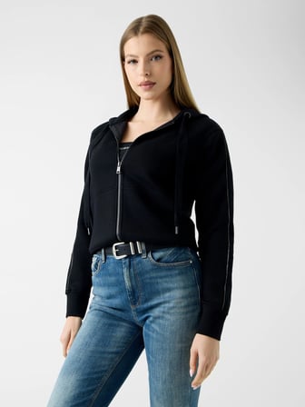 Guess Yeni Kapüşonlu Scuba Kadın Siyah Eşofman Üstü W6YQ16K4354-JBLK