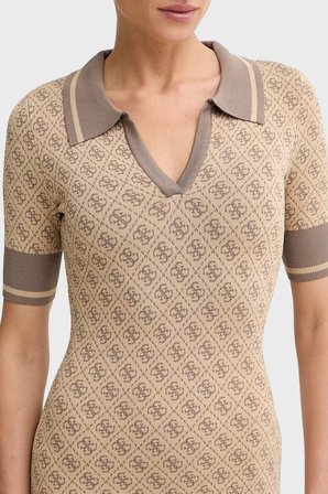 Guess Ss Lise 4G Logolu Slim Fit Mini Triko Elbise W6YK32Z0963 Kadın ELBİSE W6YK32 Z0963 F1FP KAHVE