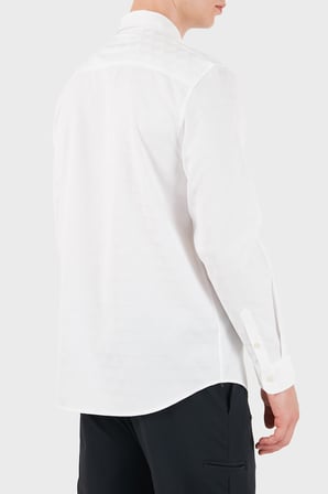 Guess Ls All Over Jacquard Logolu Jakarlı Klasik Yaka Uzun Kollu Gömlek M6YH31W2892 Erkek GÖMLEK M6YH31 W2892 FMK3 BEYAZ