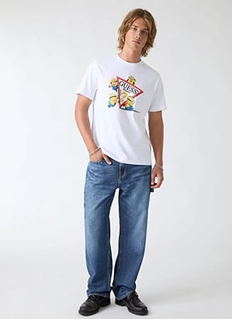 Guess Jeans Beyaz Erkek T-Shirt M6YI84K6412-G011 Guess JeansT-Shirt