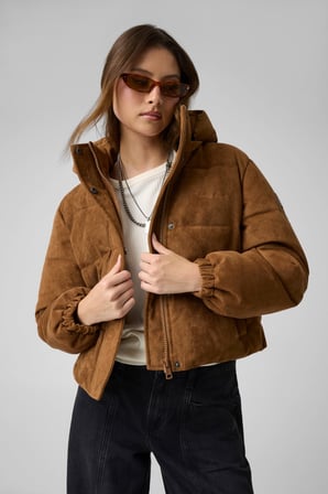GJ FAUX SUEDE CROPPED PUFFER J