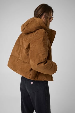 GJ FAUX SUEDE CROPPED PUFFER J