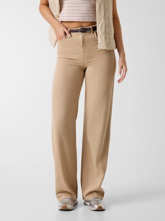 Guess Wide Leg Kadın Bej Pallazo Pantolon W6YA1AD1444-F14Z