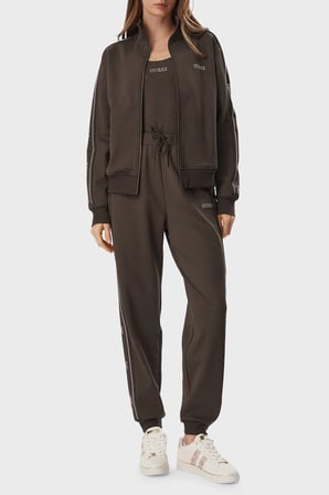 Guess Octavia Regular Fit Dik Yaka Fermuarlı Logolu Sweat V5BQ15KCX22 Kadın SWEAT V5BQ15 KCX22 G1EA KAHVE