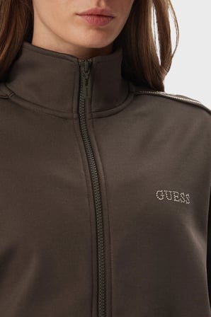 Guess Octavia Regular Fit Dik Yaka Fermuarlı Logolu Sweat V5BQ15KCX22 Kadın SWEAT V5BQ15 KCX22 G1EA KAHVE