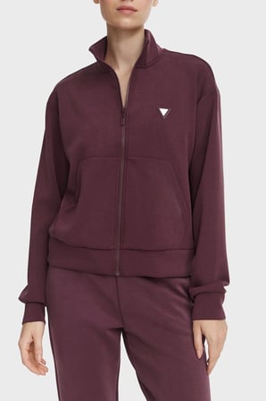 Guess Olympe Desenli Dik Yaka Fermuarlı Sweat V6YQ17K4313 Kadın SWEAT V6YQ17 K4313 G596 BORDO