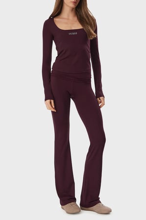 Guess Lotus Slim Fit Yüksek Bel Düz Paça Pantolon V6YB24K4713 Kadın PANTOLON V6YB24 K4713 RGP BORDO