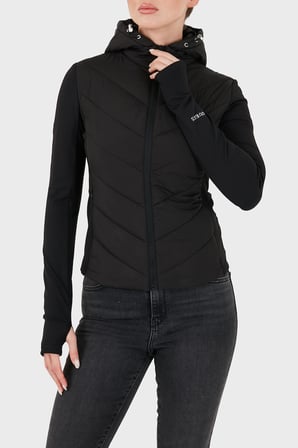 Guess Grazia Kapitoneli Kapüşonlu Slim Fit Mont V6BL12W4503 Kadın MONT V6BL12 W4503 JBLK SİYAH