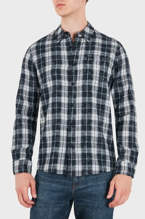 Guess Ocean Coast Kareli Logolu Klasik Yaka Göğüs Cep Detaylı Gömlek M6BH59W4572 Erkek GÖMLEK M6BH59 W4572 F73J LACİVERT